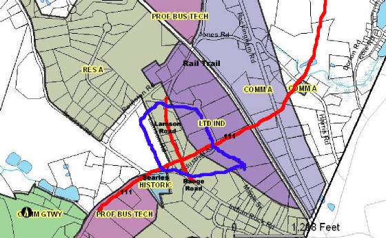 Area of proposed zoning change
