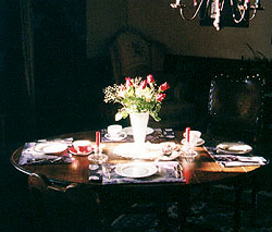 A table in the tea room.